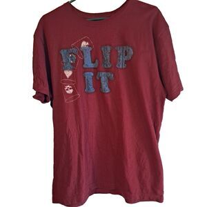 Cremieux Mens T Shirt Short Sleeve Shirt Size XL Red Flip It Spades Skull